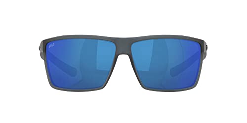 Costa Del Mar Men's Rincon Fishing and Watersports Polarized Rectangular Sunglasses, Matte Smoke Crystal/Grey Blue Mirrored Polarized-580P, 63 mm