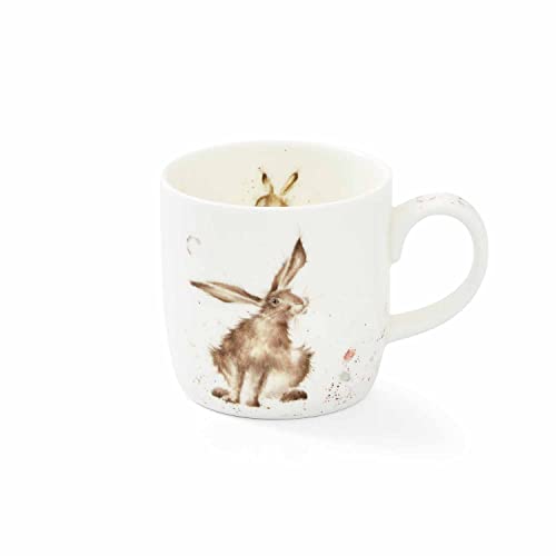 Portmeirion Royal Worcester Wrendale Designs Good Hare Day Mug | 14 Ounce Large Coffee Mug with Hare Design | Made from Fine Bone China | Microwave and Dishwasher Safe