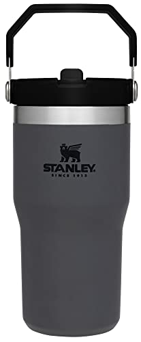 Stanley IceFlow Stainless Steel Tumbler with Straw - Vacuum Insulated Water Bottle for Home, Office or Car Reusable Cup with Straw Leak Resistant Flip Cold for 12 Hours or Iced for 2 Days (Charcoal)