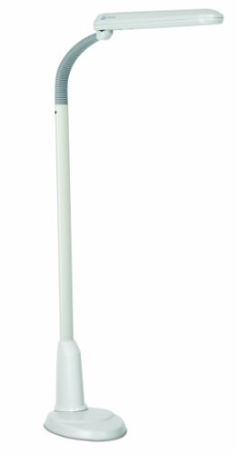 OttLite Standing Floor Lamp with Adjustable Neck, Craft Plus - 24w Compact Fluorescent Lamp for Bright Natural Daylight - Modern Home Decor, for Living Room, Sewing, Reading, Bedroom & Office