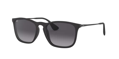 Ray-Ban RB4187 Chris Square Sunglasses, Rubber Black/Light Grey Gradient Dark Grey, 54 mm