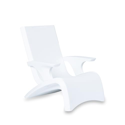 Step2 Vero Adirondack Chair, Stylish Poolside Lounger, Fade-Resistant, Waterproof Patio Furniture for Sun Shelf, Use in Pools up to 9-Inches of Water, Weighted, White