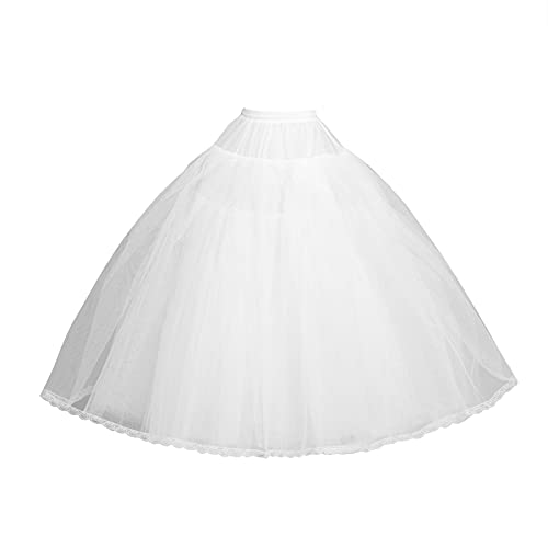 CEZOM 8 Layers Tulle Hoopless Petticoat Crinoline Underskirt for Bridal Wedding Dresses MPT018 White
