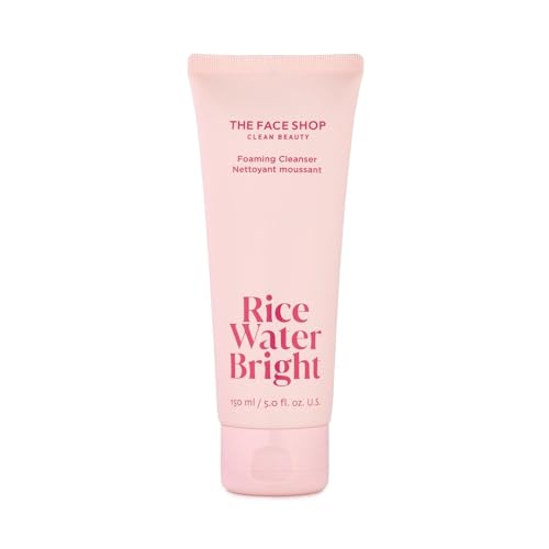 The Face Shop Rice Water Bright Foaming Cleanser 150ml | Vegan| Brightening | Rice Water | Hydrating | Rice Bran Oil | K-Beauty|Pink