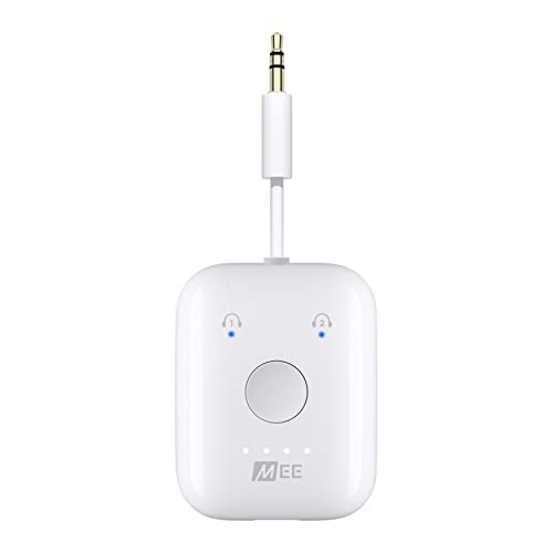 MEE audio Connect Air in-Flight Bluetooth Wireless Audio Transmitter Adapter for up to 2 AirPods / Other Headphones; Works with All 3.5mm Aux Jacks on Airplanes, Gym Equipment, TVs, & Gaming Consoles