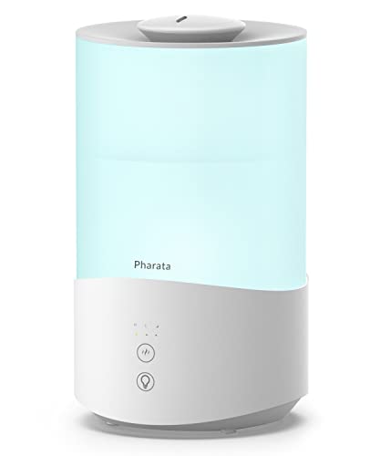 Pharata Humidifiers for Bedroom, 4.0L Humidifier with Essential Oil Diffuser, Top Fill Ultrasonic Cool Mist Humidifier for Large Room, Sleep Mode, Adjustable mist output, Auto Shut-Off