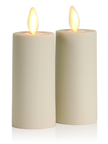 Luminara Realistic Artificial Moving Flame Votive Candle - Set of 2 - Moving Flame LED Battery Operated Lights for Christmas, Halloween - Remote Ready - Remote Sold Separately - Ivory - 1.5' x 4'