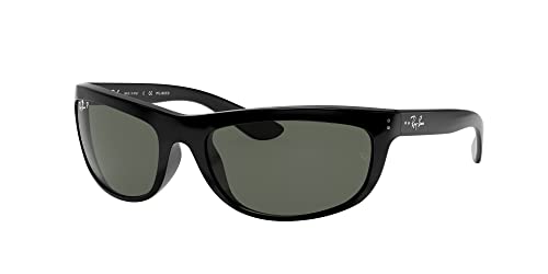 Ray-Ban Men's RB4089 Balorama Rectangular Sunglasses, Black/Polarized G-15 Green, 62 mm