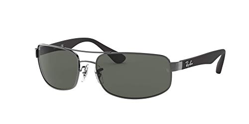 Ray-Ban Men's RB3445 Rectangular Sunglasses, Gunmetal/Dark Green, 61 mm