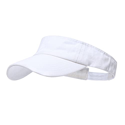 ANDICEQY Sport Sun Visor Hats Adjustable Empty Top Baseball Cap Cotton Ball Caps for Women and Men (White)