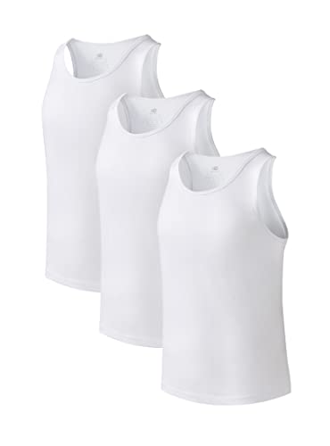 DAVID ARCHY Men's Tank Top Undershirts Bamboo Rayon Tank Shirt Moisture-Wicking A-Shirt for Men, 3-Pack (L, White)