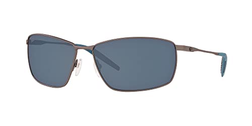 Costa Del Mar Men's Turret Polarized Rectangular Sunglasses, Matte Dark Gunmetal/Grey Polarized-580P, 63 mm