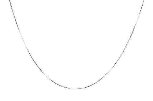 NAG.HC 925 Sterling Silver 0.8MM Box Chain Necklace for women- Available in 18K Gold or Silver or White Gold- Dainty&Thin&Strong &Add charm(14',silver)