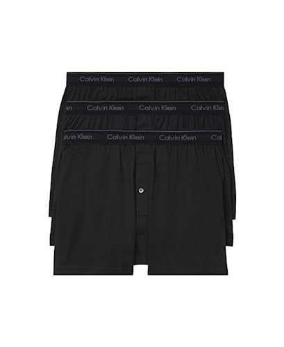 Calvin Klein Men's Cotton Classics 3-Pack Knit Boxer, 3 BLACK, M