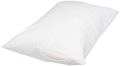 Amazon Basics 100% Cotton Hypoallergenic Pillow Protector Case - Queen, White, Pillows Not Included