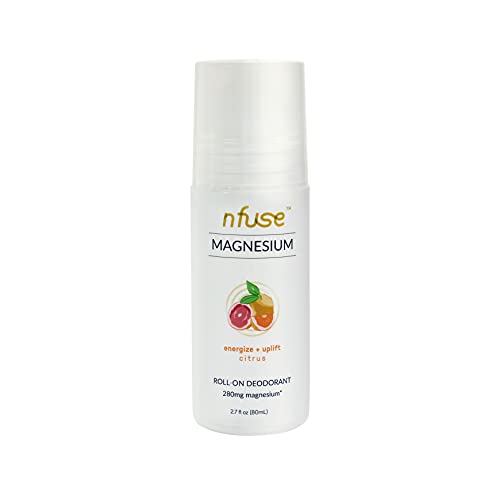 nfuse Natural Magnesium Roll-on Deodorant - Patented Magnesium Delivery Technology - Aromatherapeutic Essential Oils - Citrus: Energize + Uplift