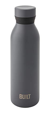 BUILT Cascade Double Wall Stainless Steel Water Bottle, 18 Ounces, Gray