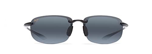 Maui Jim Men's and Women's Hookipa Polarized Universal Fit Rimless Sunglasses, Gloss Black/Neutral Grey, Large