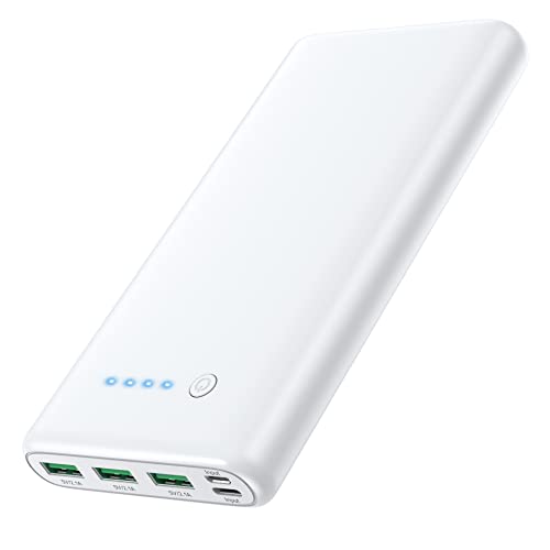 Portable Charger 36800mAh,4 Outputs Power Bank, Dual Input 5V/3A External Battery Pack,USB-C in&Out High-Speed Charging Backup Charger Compatible with iPhone 15/14/13,Samsung Android Phone etc-White