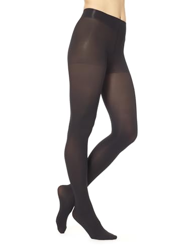 Hue Women's Super Opaque Tights with Control Top, Black, 5