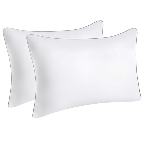 KJJDOO Bed Pillows for Sleeping Queen Size Set of 2 Pack Cooling Pillow Set of 2 for Side Back and Stomach Sleepers Down Alternative Filling Luxury Soft and Skin-Friendly