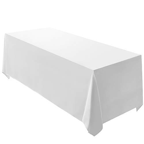 Surmente Tablecloth 90 x 132-Inch Rectangular Polyester Table Cloth for Weddings, Banquets, or Restaurants (White) ……