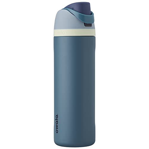 Owala FreeSip Insulated Stainless Steel Water Bottle with Straw for Sports and Travel, BPA-Free, 24-oz, Blue/Teal (Denim)