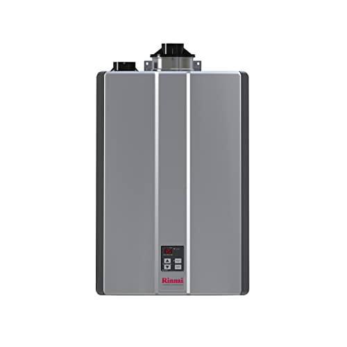 Rinnai RSC199iN Smart-Circ Condensing Gas Tankless Water Heater, Super High Efficiency Plus Natural Gas Water Heater, Up to 11 GPM, Indoor Installation, 199,000 BTU, Gray