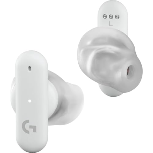 Logitech G FITS True Wireless Gaming Earbuds, Custom Molded Fit, Lightspeed + Bluetooth, Four Beamforming Microphones, PC, Mac, PS5, PS4, Mobile, Nintendo Switch - White (Renewed)