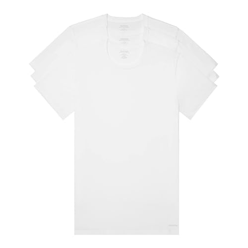 Calvin Klein Men's Cotton Classics 3-Pack Undershirts, 3 WHITE - CREWNECK, M