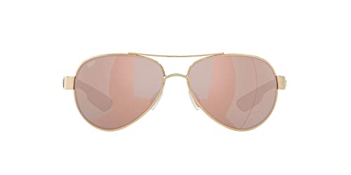 Costa Del Mar Women's Loreto Polarized Aviator Sunglasses, Rose Gold/Copper Silver Mirrored Polarized-580P, 56 mm