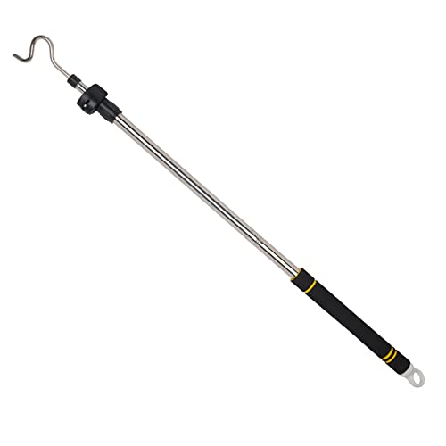 Greeily Clothes Hanger Reaching Hook Telescopic Adjustment clothes hook pole Light and can Extend from 37' to 65' with 4.7 'Hook and Sponge Handle.