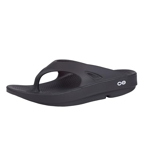 OOFOS OOriginal Sandal, Black - Men’s Size 7, Women’s Size 9 - Lightweight Recovery Footwear - Reduces Stress on Feet, Joints & Back - Machine Washable