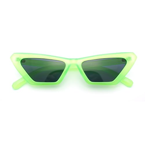 Womens Neon Pop Color 80s Squared Cat Eye Sunglasses (Green Black)