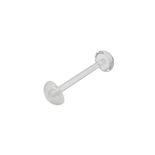 BodyJewelryOnline Unisex Bioflex Tongue Piercing Retainer, Straight Bar Plastic Barbell, Piercing Jewelry, 14G, Clear, Pack of 4