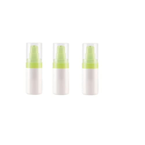 3pcs Refillable Airless Pump Bottle, Travel Containers for Lotions, Travel Size Bottles - Plastic Cosmetic Containers Dispenser for Foundation Makeup Essence Moisture Creams (1.7oz,green)