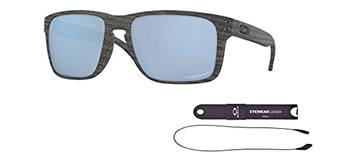 Oakley OO9417 Holbrook XL t 941719 59MM Woodgrain/Prizm Deep Water PolarizedSquare Sunglasses for Men + BUNDLE Accessory Leash Kit + BUNDLE with Designer iWear Eyewear Kit