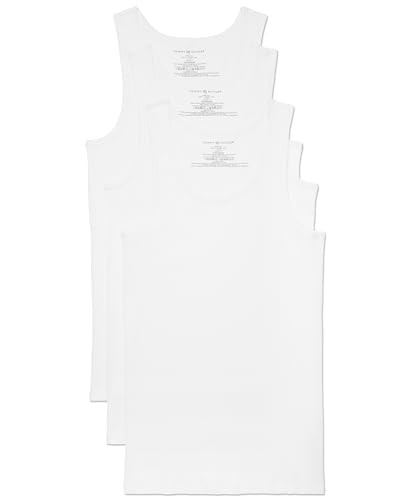 Tommy Hilfiger Men's Undershirts 3 Pack Cotton Classics A Shirt, White, Medium
