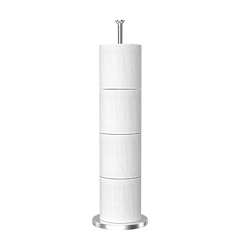 Toilet Paper Holder Stand(with Reserve Function), Free-Standing Toilet Paper Storage Holder, Stainless Steel Toilet Roll Holder Stand for Bathroom & Toilet Spare Rolls Storage