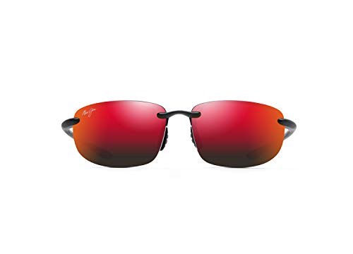 Maui Jim Men's and Women's Hookipa Polarized Universal Fit Rimless Sunglasses, Black Matte/Hawaii Lava , Large