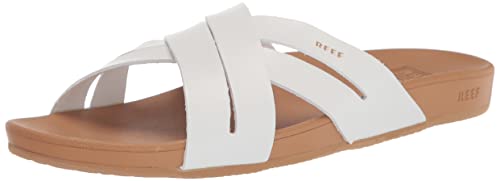 Reef Women's Sandals, Cushion Spring Bloom, White/Tan, 8