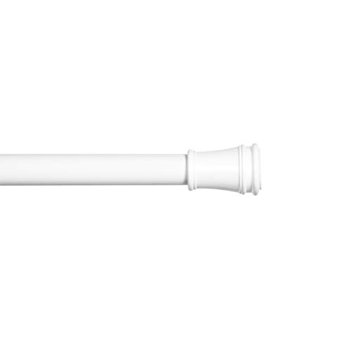 Kenney KN724 Rogers Twist & Fit No Tools Easy to Install Tension Curtain Rod, 48-84' Adjustable Length, White Finish, 5/8' Diameter Steel Tube