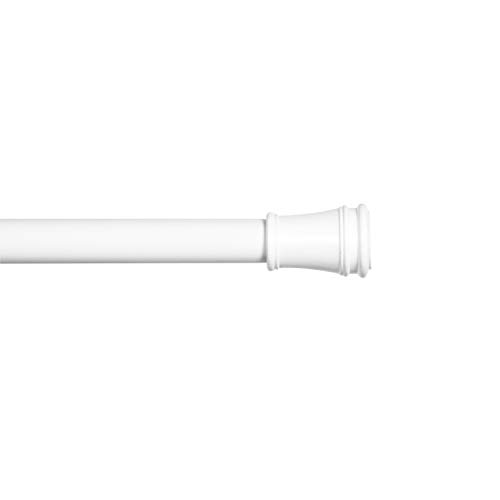 Kenney KN633 Rogers Twist & Fit No Tools Easy to Install Tension Curtain Rod, 28-48' Adjustable Length, White Finish, 5/8' Diameter Steel Tube