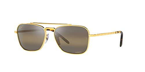 Ray-Ban RB3636 New Caravan Square Sunglasses, Legend Gold/Polarized Clear Gradient Dark Brown, 58 mm