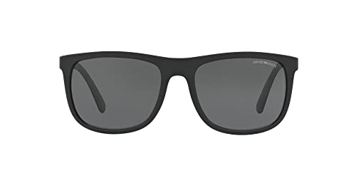 Emporio Armani Men's EA4079 Square Sunglasses, Matte Black/Grey, 57 mm