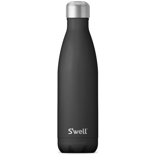 S'well Stainless Steel Water Bottle, 17oz, Onyx, Triple Layered Vacuum-Insulated Containers Keeps Drinks Cold for 36 Hours and Hot for 18, BPA Free, Perfect for On the Go