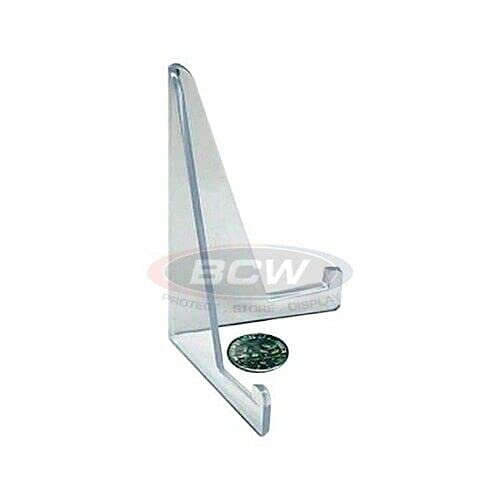 BCW Card Stands - Set of 10 | Crystal Clear Transparent Mini Easels for Picture Display | Durable & Sturdy Design | Perfect for Trading Cards, Sports Memorabilia, Use at Home, Office, Shop, and More
