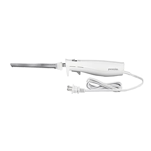 Proctor Silex Easy Slice Electric Knife for Carving Meats, Poultry, Bread, Crafting Foam and More, Lightweight with Contoured Grip, White, (74312)