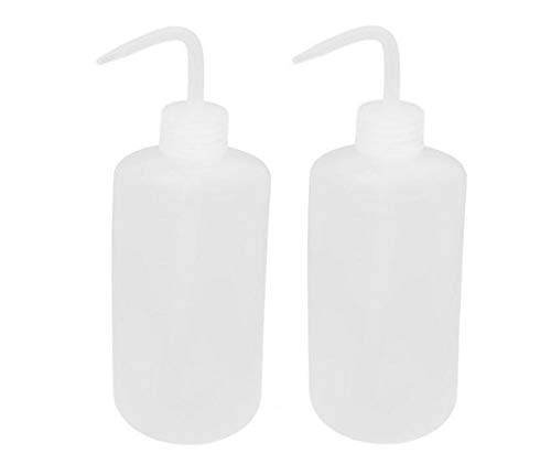 2PCS 1000ml/34 oz Plastic Squeeze Bottle With Measuring Refillable Bent Tip Wash Cleaning Liquids Water Storage Containers Pot Holder Portable Safety Garden Home Kitchen Supply (White)