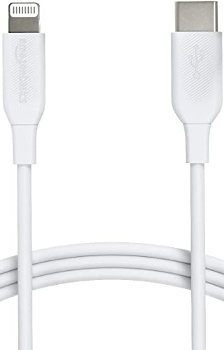 Amazon Basics USB-C to Lightning ABS Charger Cable, MFi Certified Charger for Apple iPhone 14 13 12 11 X Xs Pro, Pro Max, Plus, iPad, 6 Foot, White